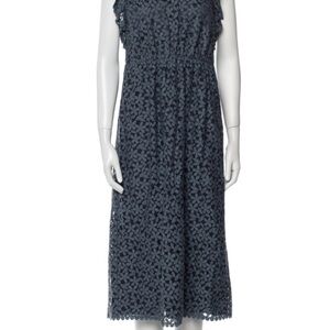 Kate Spade Blue Halter Flutter Sleeve Midi Dress